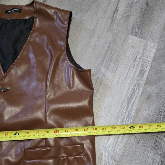 Lars Amadeus Men's Faux Leather Vest Size Large Brown Western Cowboy Motorcycle - Picture 11 of 12